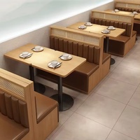 Mesa y silla de mimbre tejida de madera maciza para restaurante de tema japonés, combinación de material japonés, tienda, café informal, sofá de cabina de PU