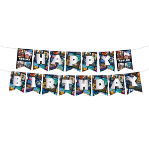 <span class=keywords><strong>Roblox</strong></span> Pixel fête vaisselle Minecraft fête décoration ensemble assiettes en papier tasses fête fournitures anniversaire bannière ballons pour enfants - Product Image 2
