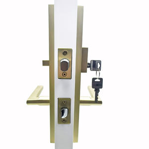 Ensemble de poignées de porte d'entrée modernes avec serrure à cylindre unique et loquet de passage pour portes intérieures et extérieures - Product Image 4