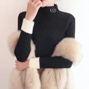 Suéter ajustado de Cuello medio alto para mujer, jersey de manga larga que combina con todo, camisa de punto de fondo, otoño e invierno, novedad de 2021