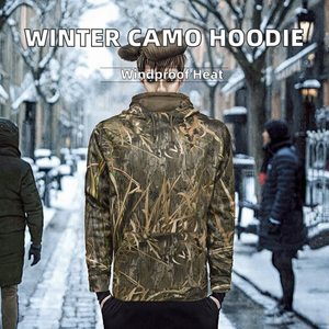 เสื้อฮู้ดดี้ลายพรางผู้ชายไซส์ใหญ่ ผ้าสแปนเด็กซ์/โพลีเอสเตอร์ เทอร์รี่ คุณภาพสูง สำหรับฤดูหนาว กันลม ปักโลโก้ตามสั่ง พิมพ์ลายได้ - Product Image 2