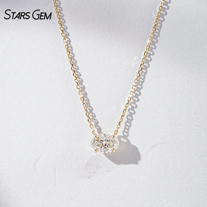 Collar con Colgante de Diamante Cultivado en Laboratorio de 1 Quilate, Corte Ovalado, Oro Amarillo de 14K - Product Image 1