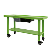 Banc de travail roulant robuste pour outils industriels avec 1 étagère inférieure, table de travail en acier pour atelier, usine, réparation automobile