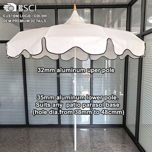 Nouvel Parasol de Terrasse Grande Taille Style Pagode Riviera Française à Franges Festonnées Protection UV 50+ Luxe Méditerranéen pour Hôtels, Complexes et Parcs - Product Image 4