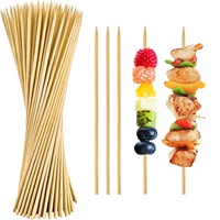 Brochettes en bambou rondes naturelles - Longues brochettes coréennes pour barbecue en plein air avec finition lisse, écologiques, jetables, résistantes à la chaleur