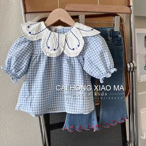 Tongxingyuan Girls Plaid Shirt Cotton Oxford Breathable Spring Autumn Set - Product Image 5