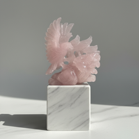 Vente en gros de sculptures d'animaux en cristal naturel de haute qualité, sculptures de renard à neuf queues et de sirène en cristal de quartz rose, cadeau