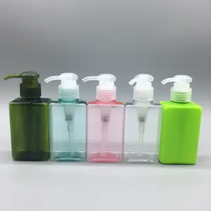 Botol Plastik Bentuk Kotak PET 100Ml, dengan Klip Pompa Losion Tekan, Pompa Losion untuk Cuci Tangan, Body Lotion Gel