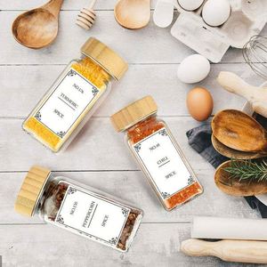 Wholesale 24 Pack 4oz Glass <b>Spice</b> <b>Jar</b> with Bamboo Lids Labels Airtight Square Seasoning <b>Jars</b> for <b>Spice</b> Pantry - Product Image 2