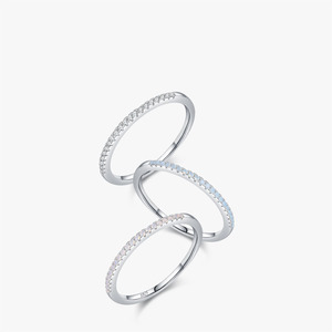 Hot Sale 925 Sterling Silber 1mm CZ Tiny Blue Pink Zirkon Dünner Fingerring für Frauen Großhandel - Product Image 1