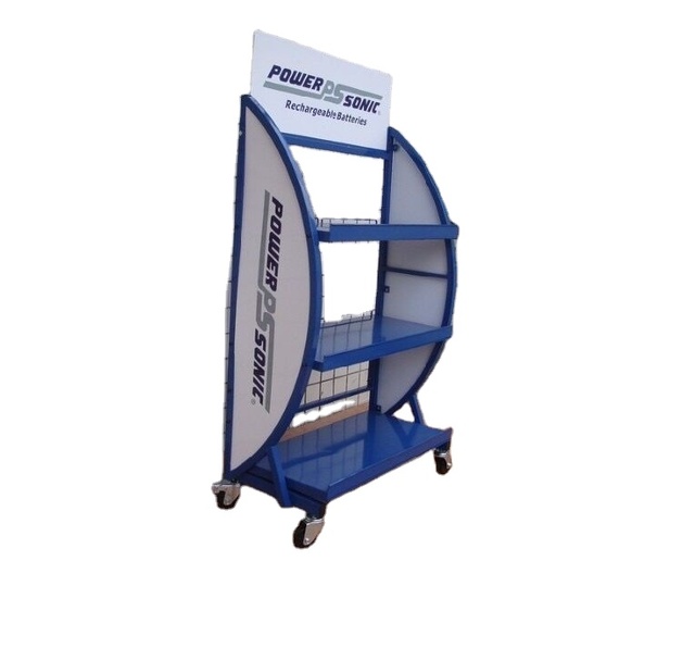 Retail Shop 3 Tiers Metal Car Battery Display Rack for Storage Promotion