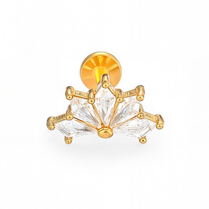 <span class=keywords><strong>Piercing</strong></span> per Labbra, Cartilagine, <span class=keywords><strong>Trago</strong></span> in Acciaio Inossidabile Ipoallergenico 16G con Catena CZ e Fiore, Oro e <span class=keywords><strong>Argento</strong></span> - Product Image 5
