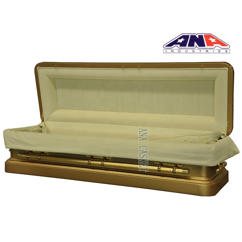 ANA china sofá completo de lujo forro interior 18ga de metal de acero ataúd