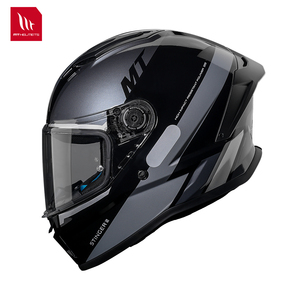 หมวกกันน็อคมอเตอร์ไซค์ MT Helmets รุ่น STINGER 2 หมวกกันน็อคแบบเต็มใบ ดีไซน์กราฟิกสีดำ  พร้อมแผ่นบังแดดใส ได้รับมาตรฐาน ECE  ระบบปลดเร็ว - Product Image 1