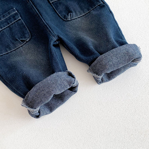 Angou Winter Toddler Baby Boys Girls Pants Overalls Denim Solid Casual Kids Clothes Trousers Wholesale - Product Image 3