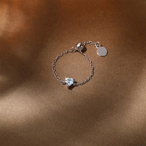 Classic S925 <b>Sterling</b> <b>Silver</b> Moissanite <b>Adjustable</b> <b>Ring</b> for Women Elegant Sparkling Fine Jewelry Statement Design - Product Image 6