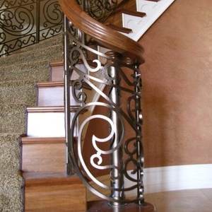 Rampe en fer forgé moderne pour <span class=keywords><strong>balcon</strong></span> et escalier avec volutes forgées à la main, <span class=keywords><strong>barrière</strong></span> de sécurité intérieure et extérieure - Product Image 6