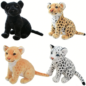 Juguetes de Peluche Realistas de Animales - Leopardo, León, Leopardo Negro, Leopardo Manchado, Leopardo de las Nieves y Leopardo Nublado, Regalo Perfecto - Product Image 1