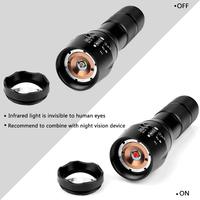 Lampe torche infrarouge en aluminium de qualité militaire pour l'extérieur, portable, zoom, chasse nocturne, lumière laser IR 850 nm