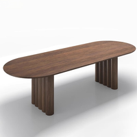 Ensemble table et chaises de salle à manger DISHI, design nordique moderne et luxueux, rectangulaire, couleur noyer, en bois, 6 à 10 places, pour hôtel, école, mobilier