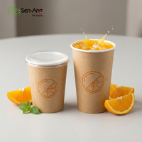Gobelet à café jetable écologique SenAng 8oz 12oz, gobelet en papier à paroi simple, compostable, biodégradable, vente en gros pour les cafés