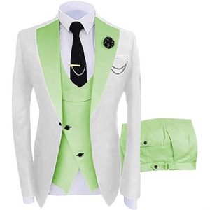 Trajes de Negocios de Tres Piezas para <span class=keywords><strong>Hombre</strong></span>, Cierre de un Solo Botón, Tela de Lana Peinada, Antiencogimiento, Viscosa/Poliéster, Cuello de Solapa - Product Image 2