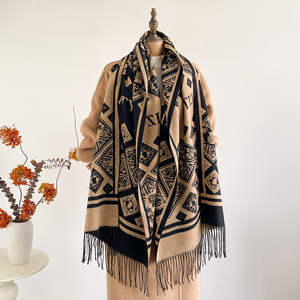 <strong>Wool</strong> Scarf for Men Custom <strong>Design</strong> and logo for Winter Jacquard Tassel <strong>Shawl</strong> - Product Image 1