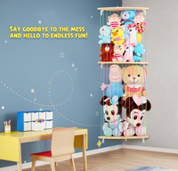 Hamac de rangement pour animaux en peluche porte-jouets en bois salle de jeux pépinière organisateur de stockage de jouets