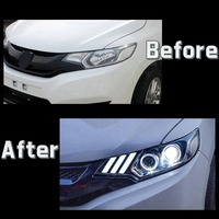 Faro Delantero HETOP FIT GK5 2014-2020 JAZZ LED, Actualización a Estilo Mustang, DRL Modificado, Lámpara Delantera con Intermitentes, Conexión Plug and Play para Honda