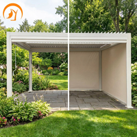 Système de toit à persiennes en aluminium et acier imperméable électrique, design écologique pour patio, utilisation extérieure, pergola
