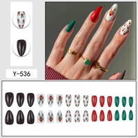 Faux Ongles de Noël en Forme de Renne, Courts et Moyens, Faits Main, Rouge et Vert, pour l'Hiver et les Fêtes, Fournisseur en Gros