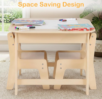 Ensemble table et chaise d'activités en bois 3-en-1 avec tableau noir et tableau blanc amovibles pour les tout-petits - Arts, artisanat, dessin, lecture, jeu