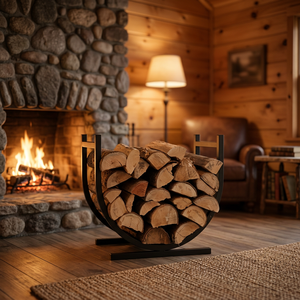 Modern Round Steel <b>Log</b> Holder Powder Coated Firewood Storage Rack <b>for</b> <b>Fireplace</b> Accessories - Product Image 6
