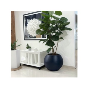Vaso <span class=keywords><strong>di</strong></span> <span class=keywords><strong>fiori</strong></span> rotondo in fibra <span class=keywords><strong>di</strong></span> vetro resistente con finitura verniciante per decorazioni per la casa e il giardino - Product Image 2