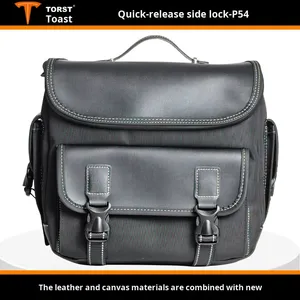 <span class=keywords><strong>Sacoche</strong></span> latérale de moto en cuir vintage imperméable à dégagement rapide pour Cruiser, <span class=keywords><strong>sacoche</strong></span> de bagages rétro - Product Image 4