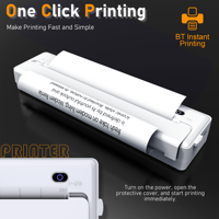 Printer Mini portabel All-in-One pelajar rumah kantor A4 tanpa warna termal cetak foto bebas kesalahan