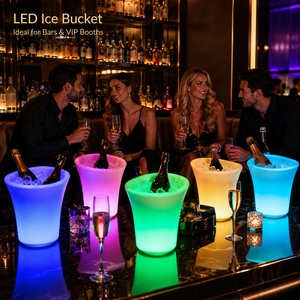 Cubo de Hielo de Plástico Impermeable de 5L con Luz LED RGB Recargable, Doble Pared, para Bar, Ambiente Festivo, Fiestas, Certificado CE, Duradero - Product Image 1