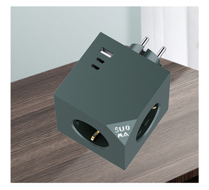 ปลั๊กพ่วงป้องกันไฟกระชากแบบยุโรปใหม่ 3 ช่องเสียบ EU พร้อม PD 20W 3 พอร์ต USB สายไฟสำหรับใช้ในโรงแรม สำนักงาน และบ้าน - Product Image 1
