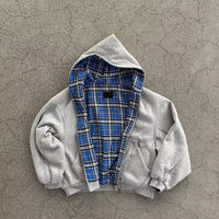 Veste à double fermeture éclair sur mesure, coupe ample, en flanelle épaisse, double couche, réversible, avec capuche zippée