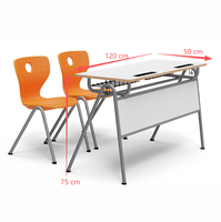 Bureau et chaise d'école en bois, fournisseurs de mobilier scolaire, bureau avec panneau de modestie avant