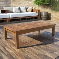Table de jardin en teck moderne, mobilier d'extérieur durable, résistant aux UV, design minimaliste, fabrication OEM ODM, livraison directe d'usine