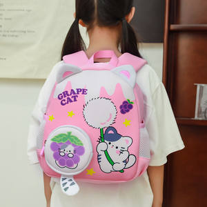 Mochila Escolar Ligera y Portátil con Diseño de Gato y Uva de Dibujos Animados para Niños y Niñas de 1 a 6 Años - Product Image 2