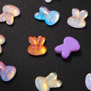 คริสตัลแก้วรูปหัวกระต่ายแบบแบน สีรุ้ง สำหรับตกแต่งเล็บ DIY และเครื่องประดับ - Product Image 3