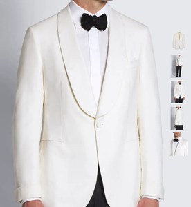 Chaqueta y Traje de Hombre de Lujo, Corte Entallado, Cierre de un Botón, Color Blanco Marfil, Lana/Seda <span class=keywords><strong>Virgilio</strong></span> - Product Image 3