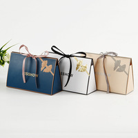 Sac cadeau en papier plié avec nœud papillon, emballage personnalisé de luxe pour bijoux faits à la main, bonbons et bougies