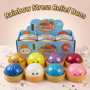 Juguetes Antiestrés de Peluche con Forma de Bollo Arcoíris, Caja Misteriosa Sorpresa 3+, Juguetes Sensoriales Unisex, Bollos Coloridos con Purpurina en Cesta - Product Image 1