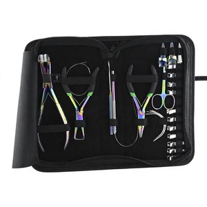 New wholesale <b>Tape</b> in hair extension plier also Hair pulling hook Thread cutting siccsor and c type needles tool kit for sale - Product Image 1