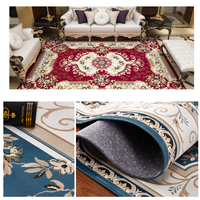 Custom Jacquard Non-Slip Chennille Thick Low Pile Runner Rug Modern Floral Carpet Floor Mat Living Room Machine Christmas PET