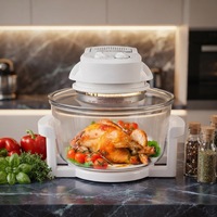 Four à convection à air chaud halogène 12L avec friteuse à air intégrée, bol en verre grande capacité, commande manuelle, pour rôtir le poulet, idéal pour la cuisine domestique
