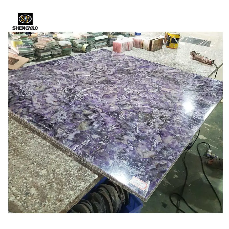 Amethyst Geode ขัด faux หินอ่อนด้านบนเคาน์เตอร์ผนังและพื้น